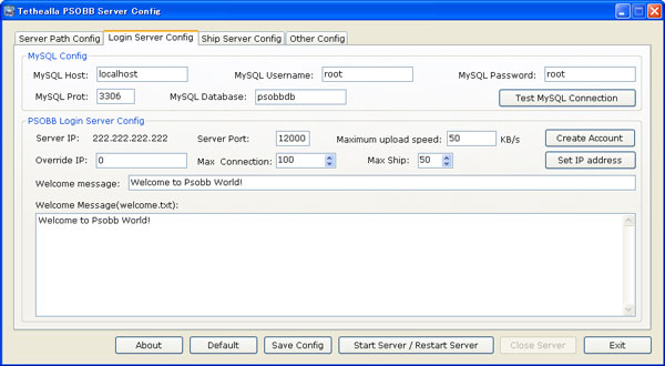 Login Server Config